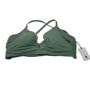 Shade And Shore Women's Size 34DD Swim Top Bikini Criss Cross Straps Green New